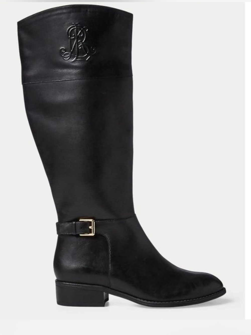 Lauren Ralph Lauren Madisen Riding Boots In Black Leather Size 9B